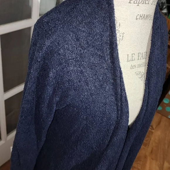 Barefoot Dreams Navy Blue Cozy Chic Lite Island Wrap Cardigan Sweater L/XL - Picture 3 of 5